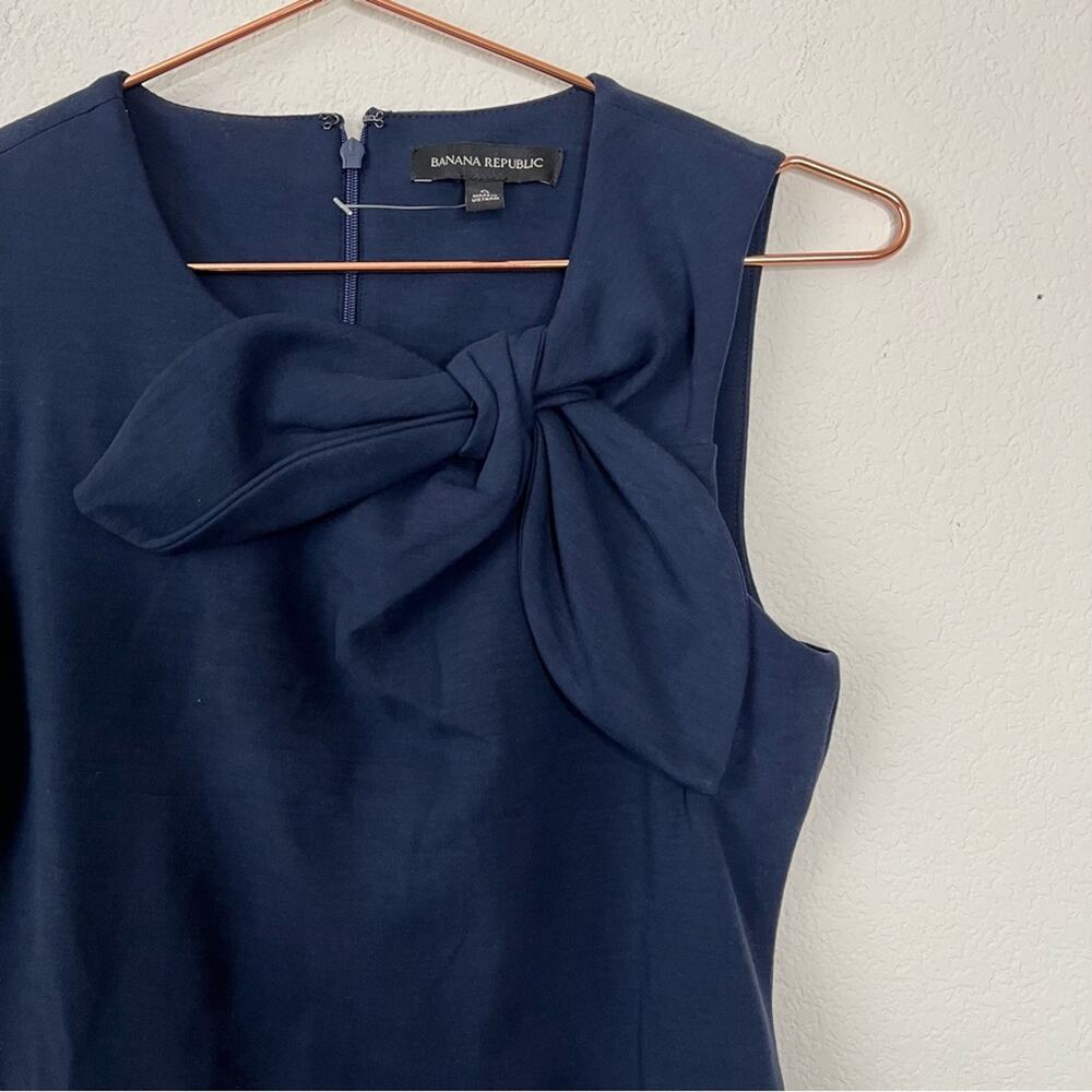 Banana Republic Neck Bow Ponte Sheath Dress Navy Blue - Picture 3 of 9